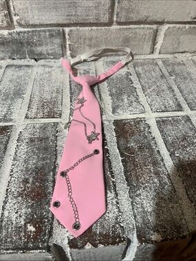 Pink Star Chain Accent  Necktie